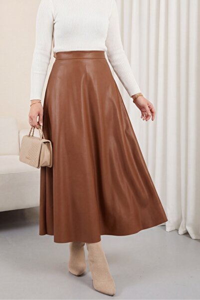 Modamorfo Straight Leather Skirt with Elastic Waist (1962)