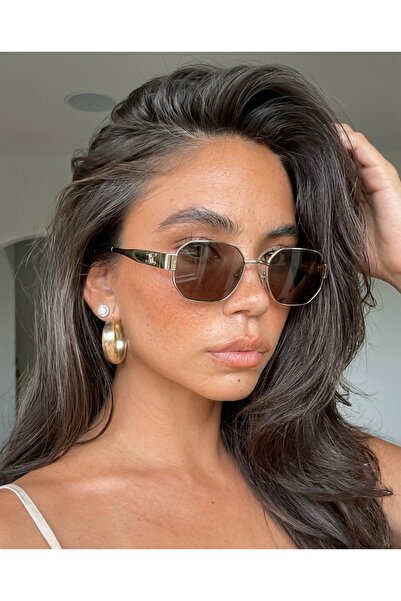 funeyes Haxon Gold Framed Soft Brown Glass Sunglasses Premium Series