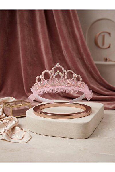Sepia Shopping Kız Çocuk Pembe Taç (Plastik Kırılmaz Taşlı)