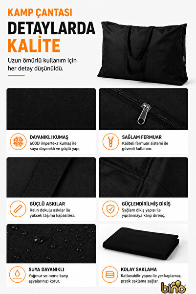 Bino Kamp Sandalyesi Taşıma Çantası 600D Oxford PVC Kumaş Çok Amaçlı Geniş İç Hacim Organizer Çanta