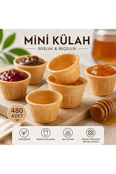 Yiğit Kahveciniz Mini Külah Sosluk 480 Adet Yenilebilir Reçellik | Dondurma K...