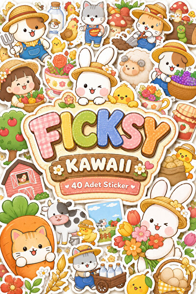 Ficksy مجموعة ملصقات Kawaii Cute Farmer - 40 قطعة من ملصقات الحياة في المزرعة