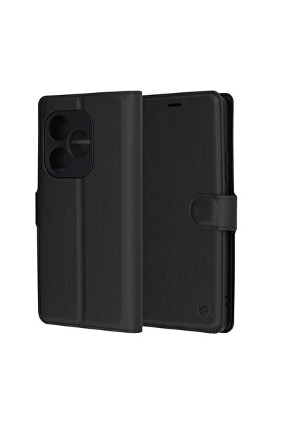 Techsuit Husă pentru Realme GT 6, tip portofel din piele, maro - negru