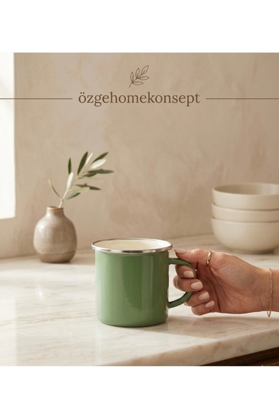 ALEV EMAYE Enamel Mug 9 cm Thick Edged, Pastel Color Camping Cup