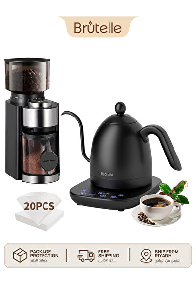 Brutelle Pour Over Coffee Maker Set Electric Gooseneck Kettle V02 Filters Bur...