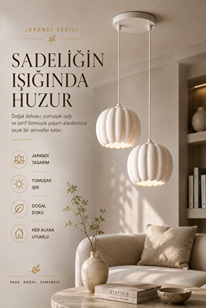 Trezon Japandi İkili Sarkıt Avize Minimal Modern Tavan Aydınlatması