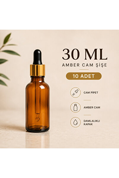 makrobay 30 Ml Amber Droper Cam Damlalıklı Kehribar Boş Şişe(10adet)
