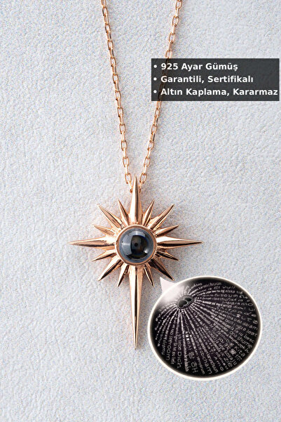 Jewelmim 100 Dilde Seni Seviyorum Kolyesi | Rose Altın Kaplama 925 Ayar Kadın...