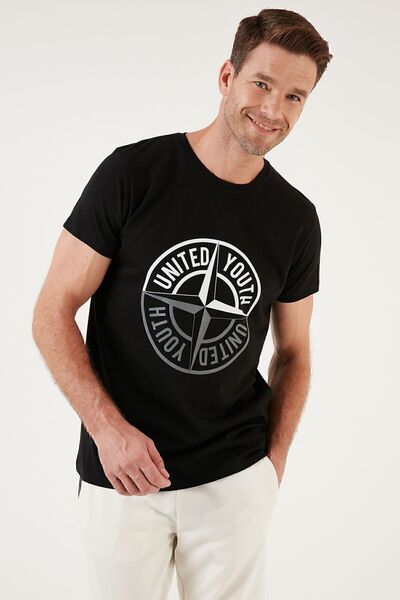 Buratti Baskılı Bisiklet Yaka % 100 Pamuk T Shirt Erkek T SHİRT Babalar Günü ...