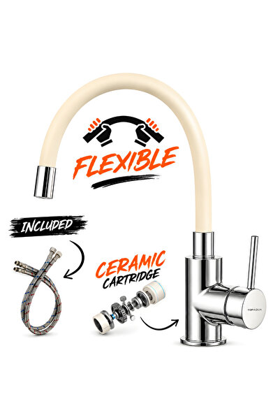 topaqua Baterie de chiuvetă Flexible, crem
