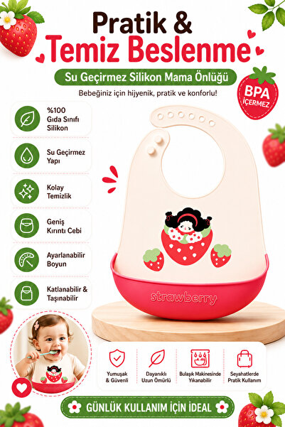 jojobebek Premium, Durable Bpa-Free Adjustable Children's Silicone Bib with S...
