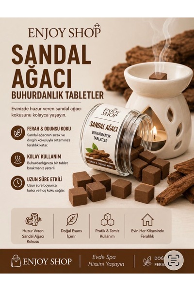 ENJOY SHOP 20 ADET SANDAL AĞACI KOKULU WAX BUHURDANLIK TABLETLERİ DOĞAL NATUR...