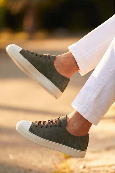 Shoetyle - Khaki Genuine Suede Lace-Up Men's Sneaker 666-25