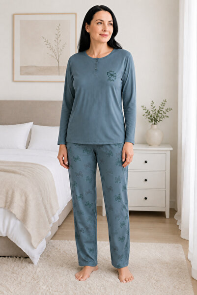 Mutlu City Women's Comfortable Fit Mom Pajama Set for Middle-Aged and Older W...