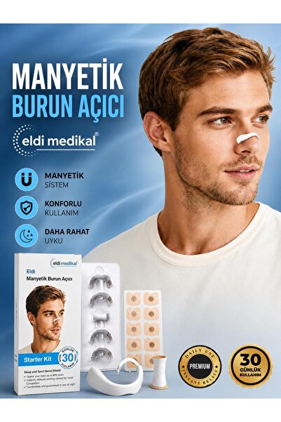 Eldi Medikal Manyetik Burun Açıcı/Bandı Başlama Seti (30 Çift, Beyaz) - Horla...