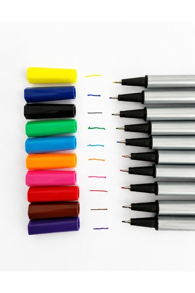 Kapudan Fineliner 0.4 mm Fine Tip Writing and Drawing Marker Pen 10 Colors