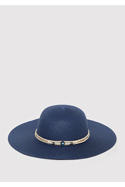 Mavi Nazar Boncuklu Navy Blue Straw Hat 1912995-70500