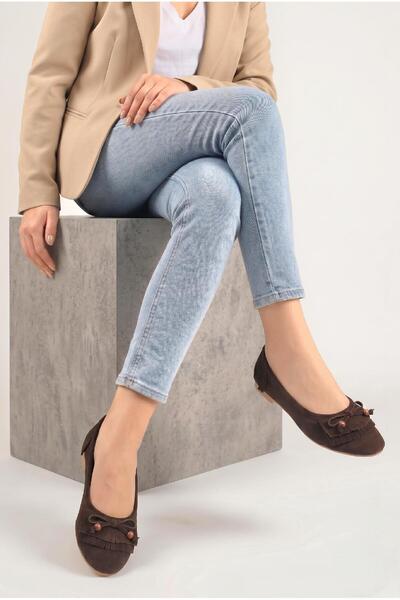 37Numara Large Size Genuine Leather Suede Ballet Flats 41-42-43-44-Brown Suede