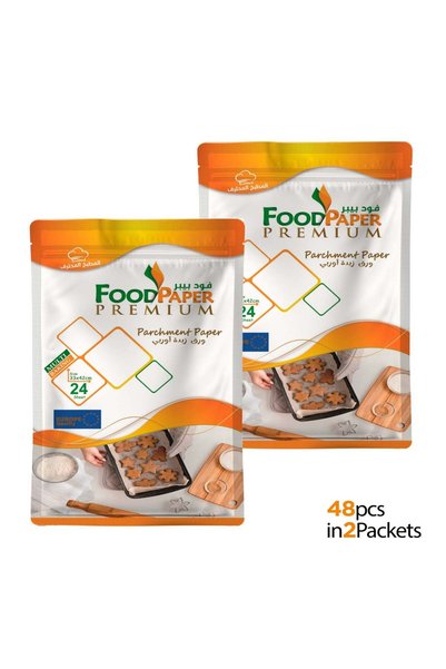 Food Paper ورق خبز أوروبي مستطيل الشكل 33 × 42 سم - 24 ورقة |   عبوة من قطعتين |   ممتاز