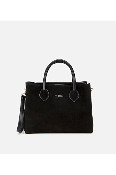 Hotiç حقيبة يد نسائية من الجلد السويدي باللون الأسود