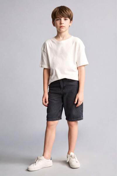 DeFacto Pantaloni scurți din denim cu croială normală pentru băieți H3185A826HS