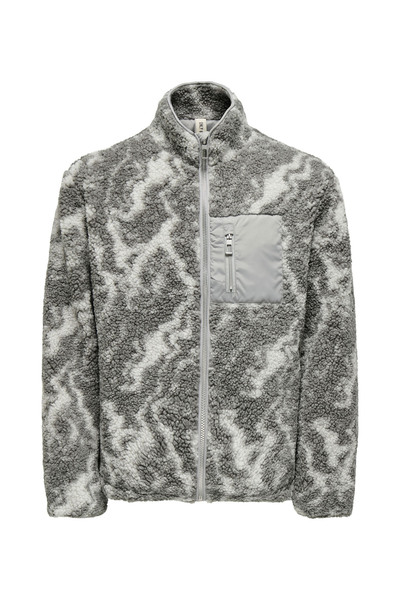 Only & Sons Gri Erkek Desenli Mont ONSJAIMY SHERPA JACKET OTW