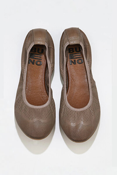 Bueno Shoes Сиви кожени дамски равни балеринки 01wq0117
