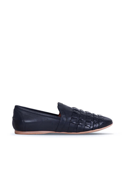 Bueno Shoes Balerini plate de damă din piele neagră 01wq0105