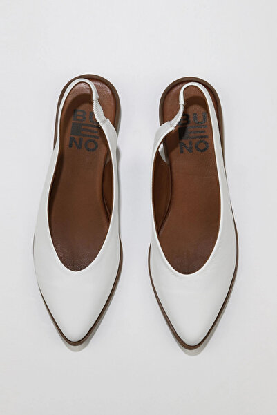 Bueno Shoes Balerini plati de damă din piele albă 01wn0102