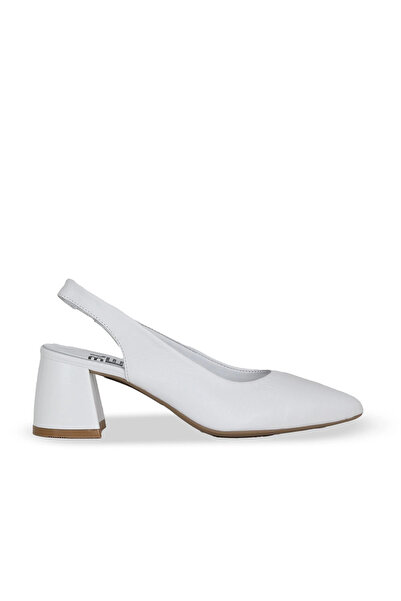 Bueno Shoes White Leather Women's Heeled Shoes 01We5800