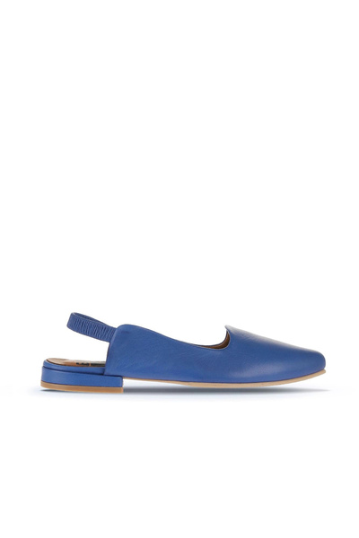 Bueno Shoes Sandale plate de damă din piele albastră închisă 01wa0303
