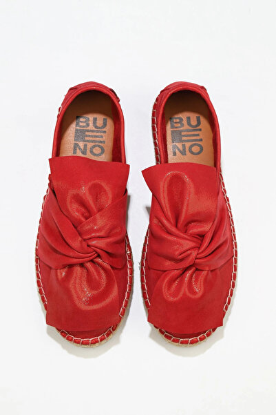 Bueno Shoes Pantofi espadrille de damă din piele cu sclipici roșii 01wn3100