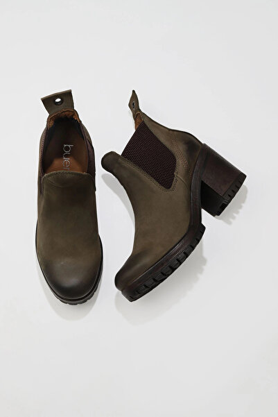 Bueno Shoes Χακί Nubuck Γυναικείες μπότες με τακούνι 01wr6905