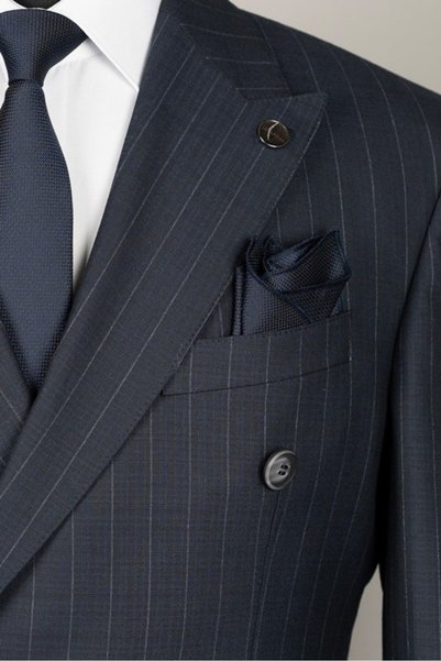 Terzi Ayhan Classics Exclusive striped double-breasted suit navy blue