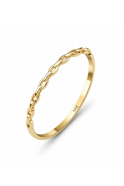 DesignbyKairos 14 Ayar Altın Solid Skinny Chain Yüzük