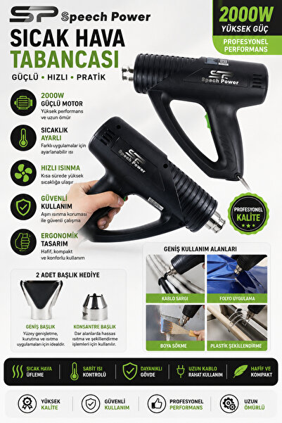 Spech Power Amerikan 2400 Watt Yanmaz Motor Tam Profesyonel Isı Ayarlı Sıcak ...