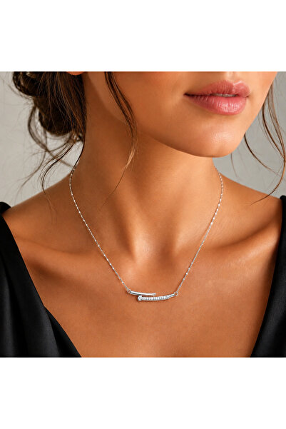 stainles steel Minimal Çivi Detaylı Çelik Kolye