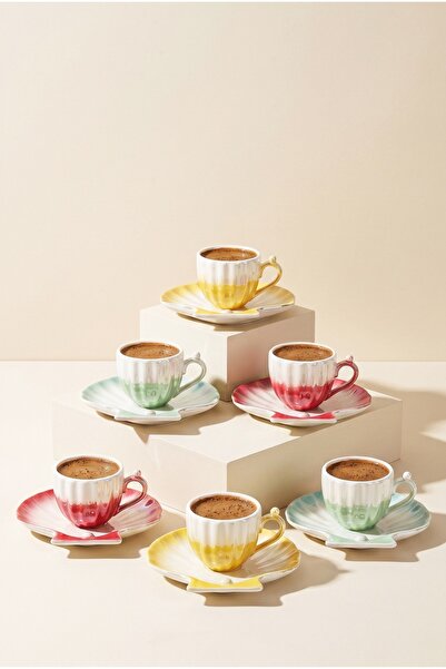 Perotti Pearl Color 6-Person Porcelain Coffee Cup Set