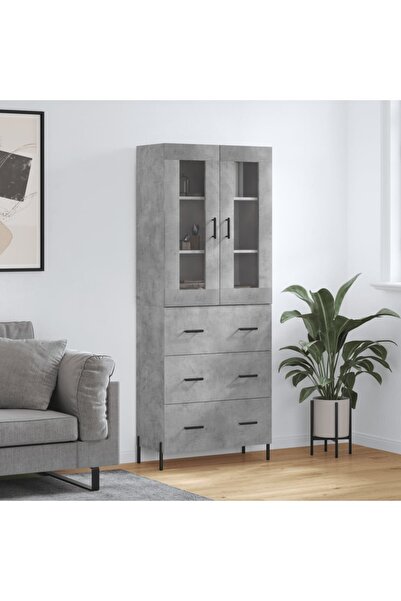 Concept Dulap înalt, gri beton, 69,5x34x180, lemn compozit