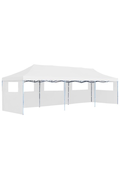 Concept Cort petrecere pliabil cu 5 pereți laterali, alb, 3 x 9 m