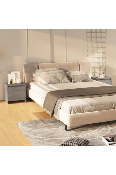 Concept Noptiere, 2 buc., gri beton, 45x34x44,5 cm, PAL