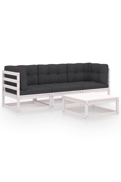 Concept Set mobilier de grădină cu perne, 4 piese, lemn masiv de pin