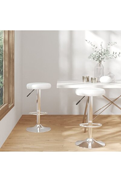 Concept Scaune de bar, 2 buc., alb, piele ecologică
