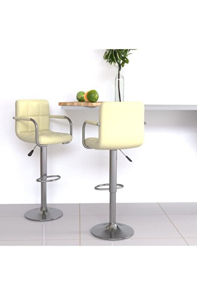 Concept Scaune de bar, 2 buc., crem, piele ecologică
