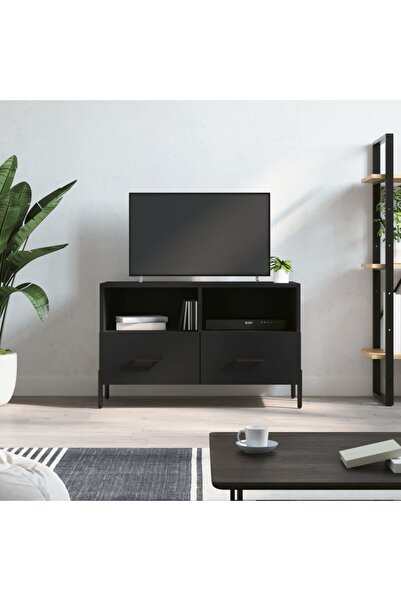 Concept Comodă TV, negru, 80x36x50 cm, lemn prelucrat