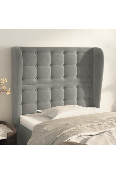 Concept Tăblie de pat cu aripioare gri deschis 93x23x118/128 cm catifea