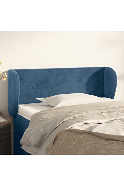 Concept Tăblie pat cu aripioare albastru închis 103x23x78/88 cm catifea
