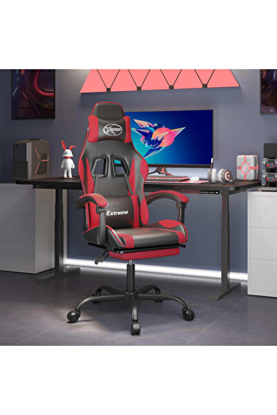 Concept Scaun de gaming pivotant/suport picioare negru/roșu piele