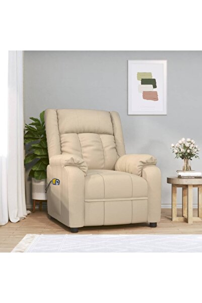 Concept Fotoliu de masaj electric rabatabil, crem, textil