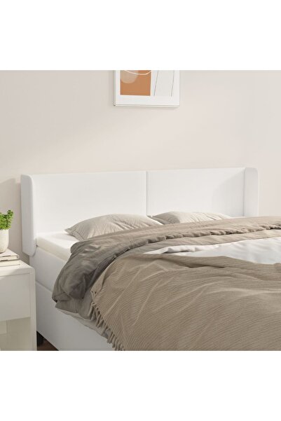 Concept Tăblie de pat cu aripioare alb 147x16x78/88 cm piele ecologică